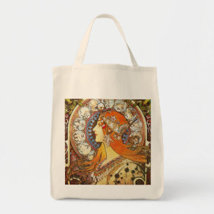 Bolsa Tote Alphonse Mucha La Plume Zodiac Art Nouveau Vintage