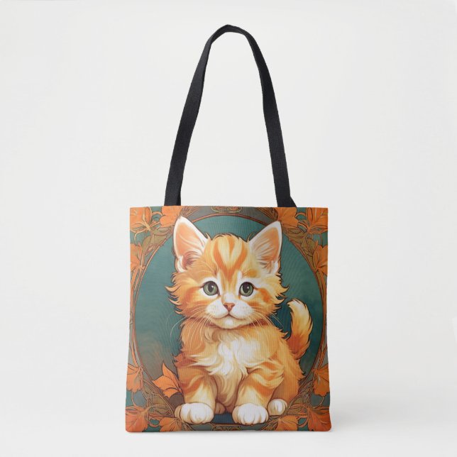 Bolsa Tote Alphonse Mucha Style Orange Cat (Frente)