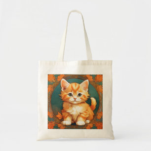 Bolsa Tote Alphonse Mucha Style Orange Cat