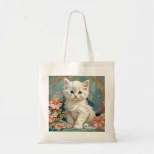 Bolsa Tote Alphonse Mucha Style White Cat