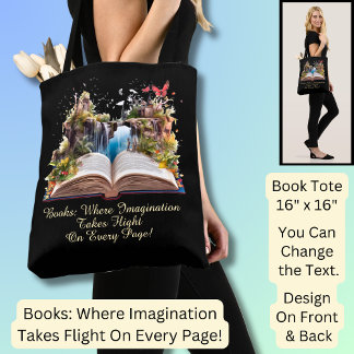 Bolsa Tote Alterar Texto, Livros Onde A Imaginação Faz Voo