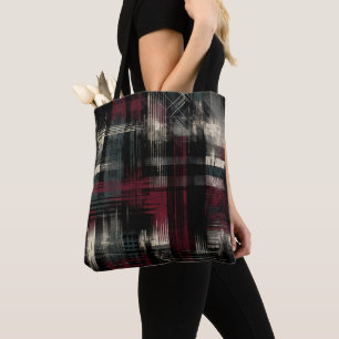 Bolsa Tote Alternativo Esmagado Sujo Grunge Padrão Xadrez