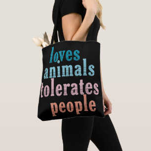 Bolsa Tote Ama Animais Tolera Pessoas Amante de Animais Diver
