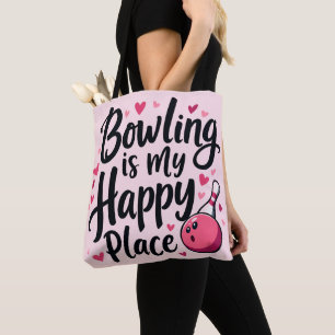 Bolsa Tote Amante de Boliche Estética Retro Fofo Desenho de E