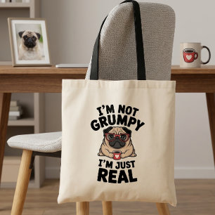 Bolsa Tote Amante de Cães Antissociais Sarcásticos Pug Mal-Hu