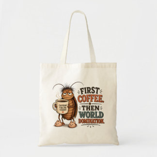 Bolsa Tote Amante de Café Engraçado |Inseto de Desenho Animad