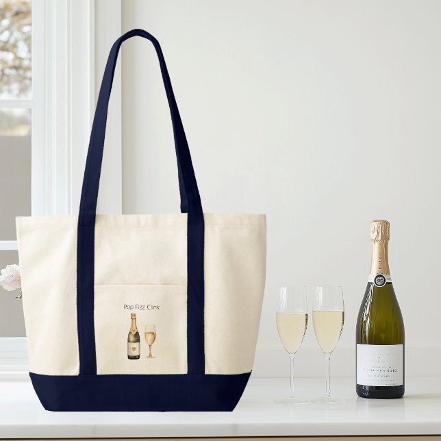 Bolsa Tote Amante de Champanhe com Dito Divertido  (Champagne lover tote bag, prosecco)