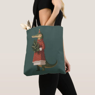 Bolsa Tote Amante de crocodilo de Natal de jacaré Férias engr