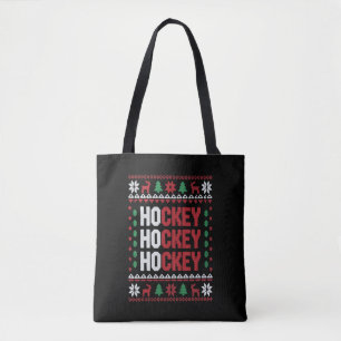Bolsa Tote Amante de Hóquei no Gelo Natal Papai Noel Divertid