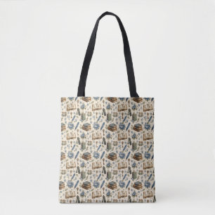 Bolsa Tote Amante de Livros Antigos Padrão Floral Botânico