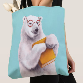 Bolsa Tote Amante de Livros Urso Polar Nerd