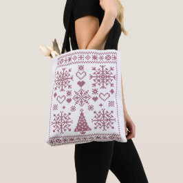 Bolsa Tote Amante de Natal Padrão de Amostragem de Cruz Desig