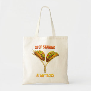 Bolsa Tote Amante de Taco Engraçado Pare de Olhar