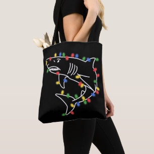 Bolsa Tote Amante de Tubarões Árvore Natal Pet Animal Tubarão