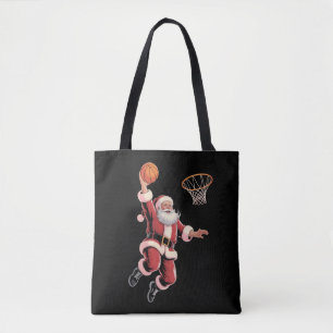 Bolsa Tote Amante do Basquetebol Natal Papai Noel Jogando
