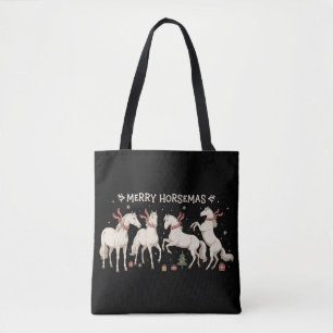 Bolsa Tote Amante do Cavalo de Natal Fazendeiro Alegre da Faz