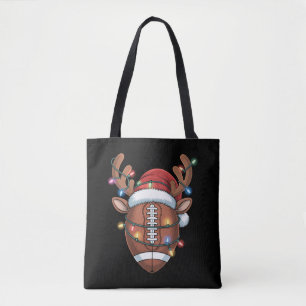 Bolsa Tote Amante do Futebol de Natal Chapéu do Papai Noel Es