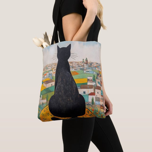 Bolsa Tote Amante do Gato Preto (Close Up)