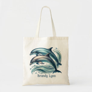 Bolsa Tote Amantes bonitos de golfinhos adicionam nome