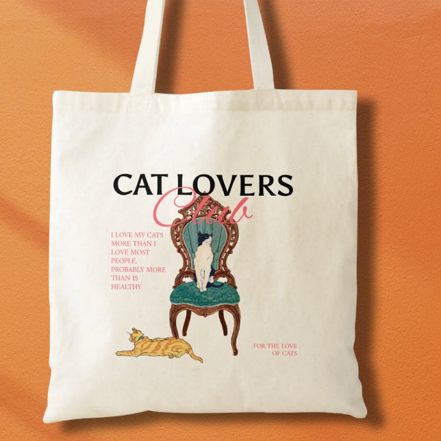 Bolsa Tote Amantes de Gato Retroativos (Retro cat lovers tote bag.)