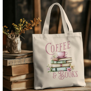 Bolsa Tote Amantes de Livro e Entusiastas de Café