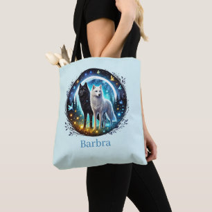 Bolsa Tote Amantes de lobo fofo adicionam nome 