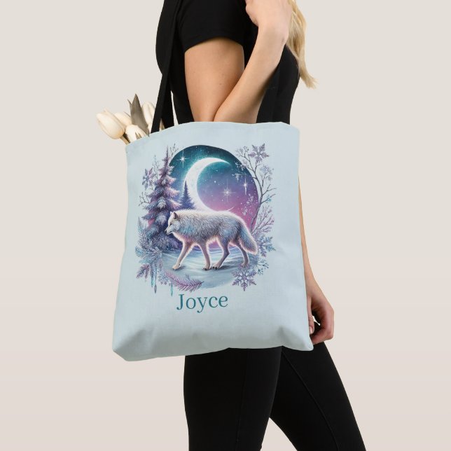 Bolsa Tote Amantes de lobos fofos adicionam nome  (Close Up)