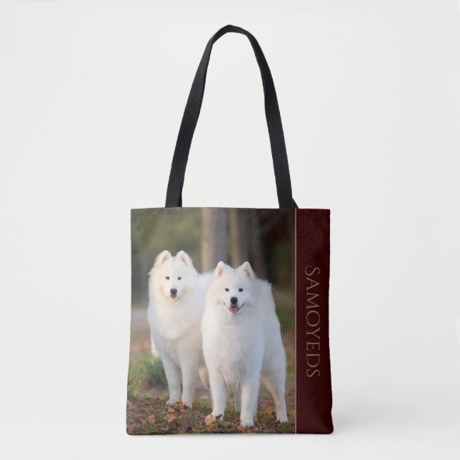 Bolsa Tote Amantes do Samoyed (Frente)