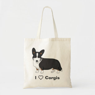 Bolsa Tote Amantes pretos bonitos do cão do Corgi de Galês 
