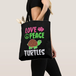 Bolsa Tote Amar Tartarugas de Paz Animais do Zoológico Bonito