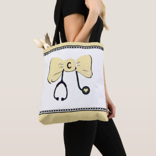 Bolsa Tote Amarela e Branca Arco de Estetoscópio