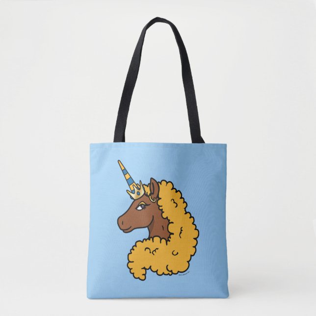 Bolsa Tote Amarelo Afro Unicorn (Frente)