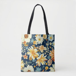 Bolsa Tote Amarelo-alaranjado e flores brancas deliciosas