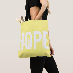 Bolsa Tote Amarelo brilhante com texto branco Esperança