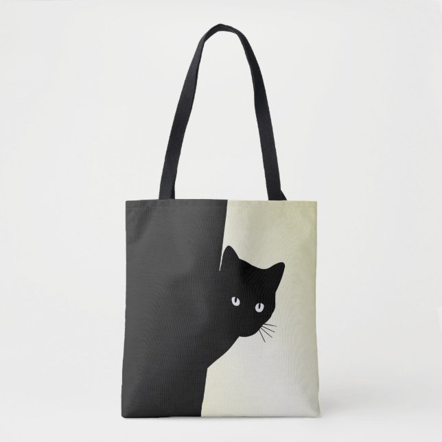 Bolsa Tote Amarelo de Gato Preto (Frente)