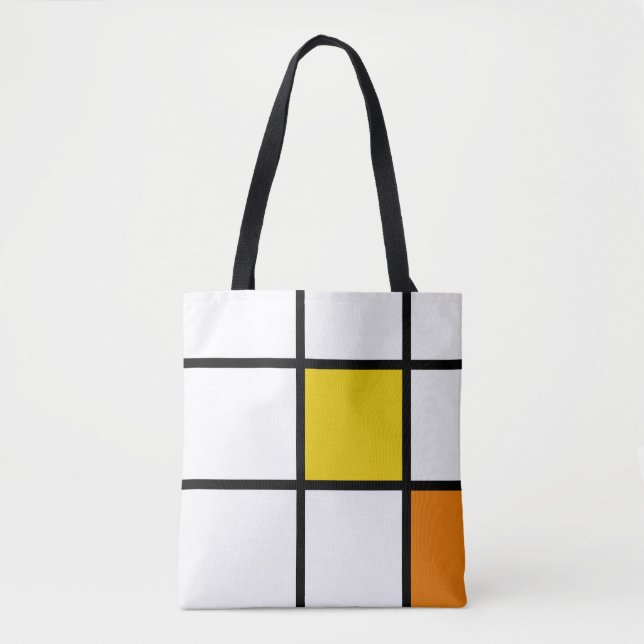 Bolsa Tote Amarelo e Laranja Estilo Mondrian (Frente)