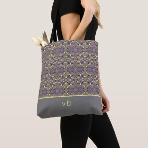 Bolsa Tote Amarelo e Roxo Monograma