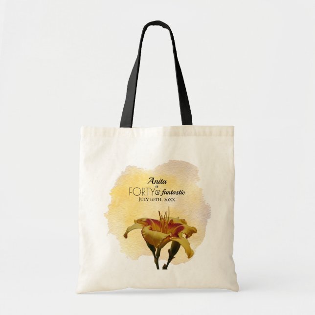 Bolsa Tote Amarelo e Vermelho Daylily Quarenta e Fantástico A (Frente)