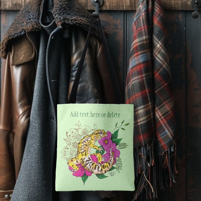 Bolsa Tote Amarelo-leopardo Gecko Verde (Criador carregado)