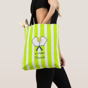 Bolsa Tote Amarelo Óptico e Verde Neon de Pickleball