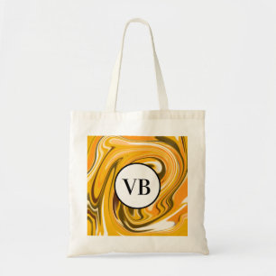 Bolsa Tote Amarelo Preto mármore de derramamento acrílico adi