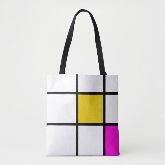 Bolsa Tote Amarelo Rosa Estilo Mondrian (Frente)