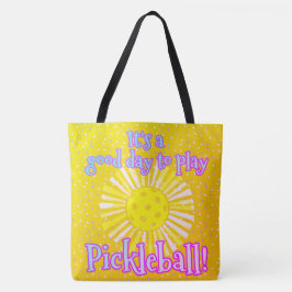 Bolsa Tote Amarelo-Sol Bom Dia Para Jogar Pickleball