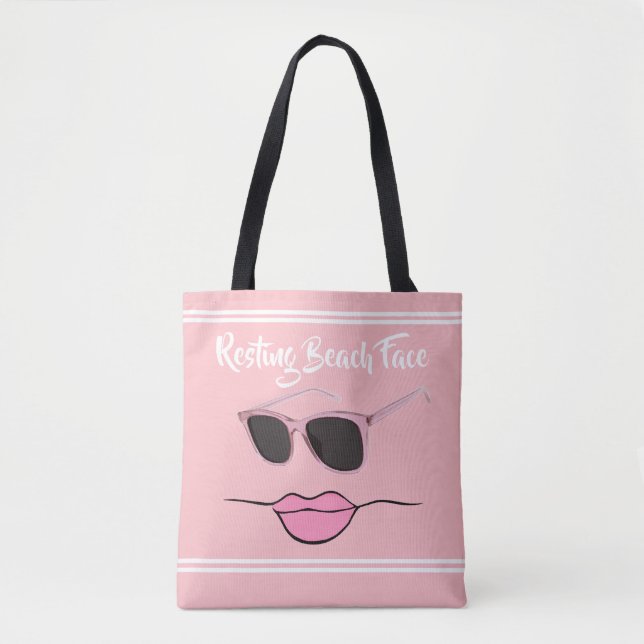 Bolsa Tote Amarrando Praia Face Rosa e Branco (Frente)