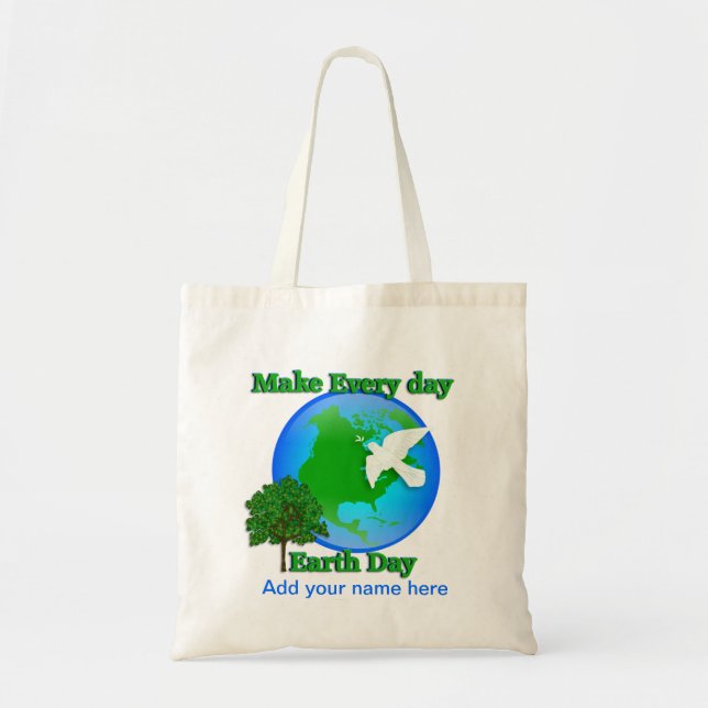Bolsa Tote Ambiente gráfico 3D do Dia da Terra todo dia (Frente)