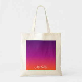 Bolsa Tote Ambre de gradiente roxo, rosa e laranja