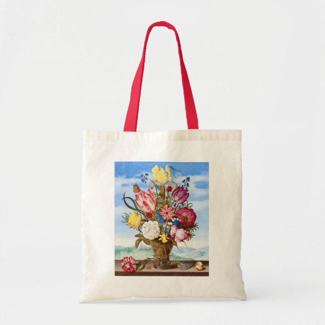 Bolsa Tote Ambrosius Bosschaert Buquê de Flores Ainda Vida (Frente)