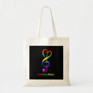 Bolsa Tote Ame a paz, hippie treble clef