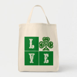 Bolsa Tote Ame Corações Celtas de Shamrock