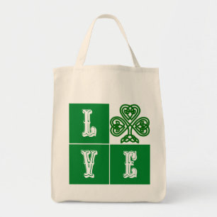 Bolsa Tote Ame Corações Celtas de Shamrock